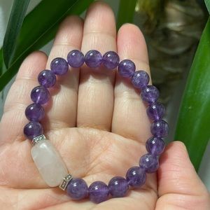 Amethyst and Rose Quartz Stretch Bracelet